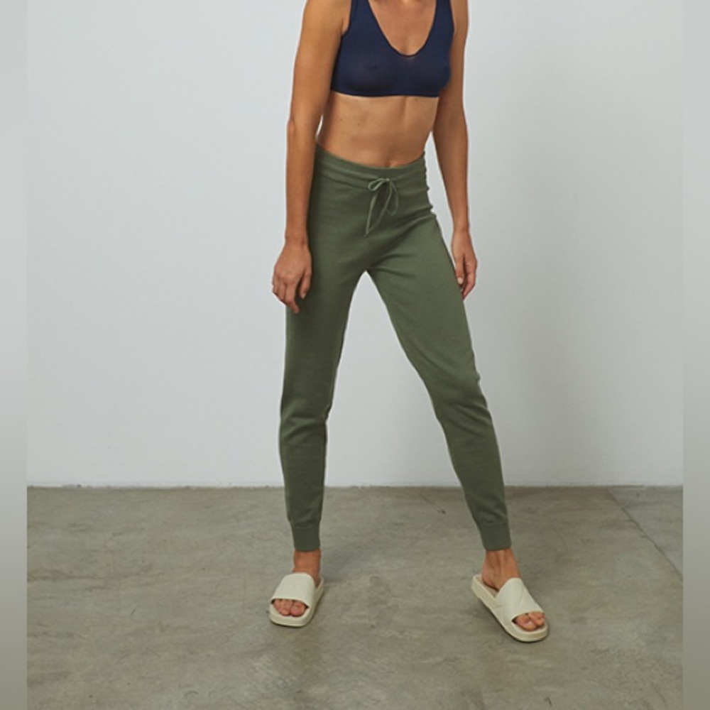 New Lunya Cozy cotton silk jogger humble green pants size Small